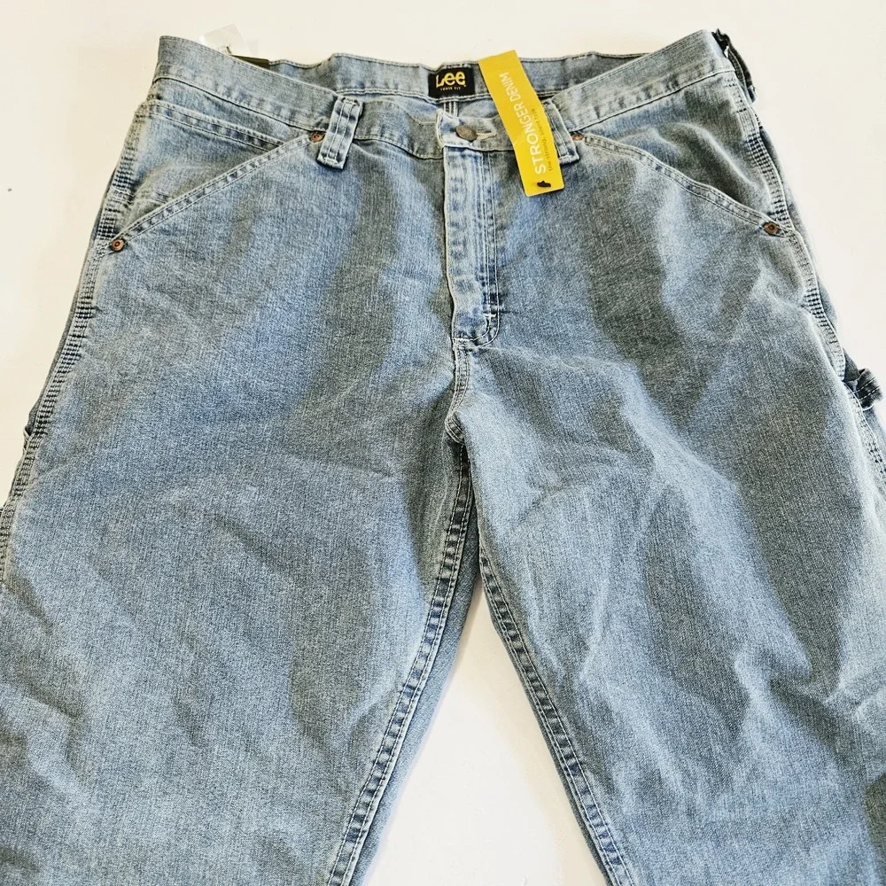 NWT Lee Men's Sz 34x30 Light Straight Leg Loose Fit Cargo Carpenter Denim Jeans